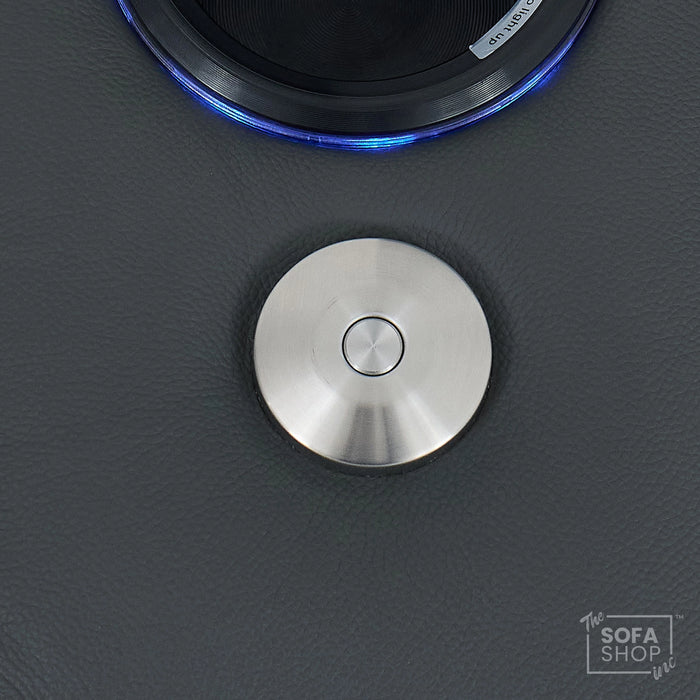 Real Leather Recliner Chair & Cinema Seat in Grey | Electric Armchair with Massage, Heating, LED Cup Holders, Table & USB Ports | Capri