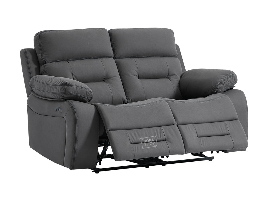 2 Seater Electric Recliner Fabric Sofa | Grey Recliner With USB Ports | Sicily | Sofa Sale | The Sofa Shop