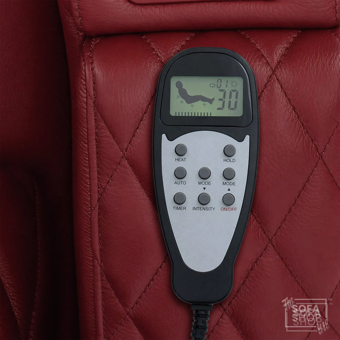 Riser Recliner Chair in Red Real Leather | Hi-Tech Armchair with Dual Motor Lift + Vibration Massage+ Heated Lumbar + Cooling, Heating Cupholders + Power Headrest | Assisi | The Sofa Shop