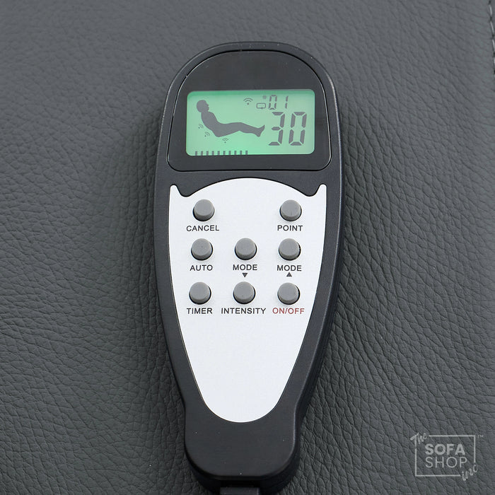 Real Leather Recliner Chair & Cinema Seat in Grey | Electric Armchair with Massage, Heating, LED Cup Holders, Table & USB Ports | Capri