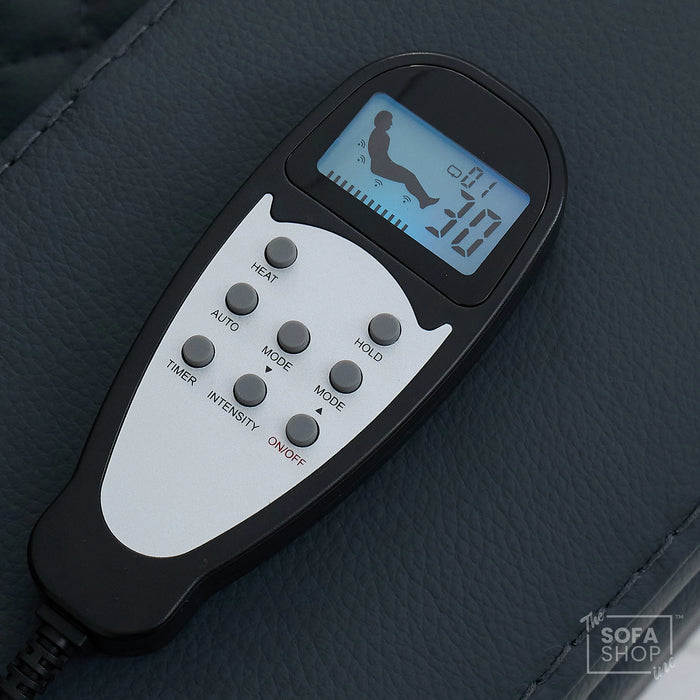 2 Seater Blue Real Leather Electric Recliner Cinema Sofa | Massage, Heat, Console, Wireless Charging & Cooling Cup Holders | Napoli