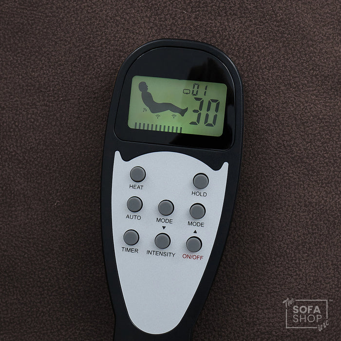 1 Seater Dark Brown Fabric Electric Recliner Cinema Armchair | Hi-Tech Recliner Chair with 8-Point Massage, Heated Lumbar, Cooling Cupholder, Power Headrest & Power Grommet | Tuscany | The Sofa Shop