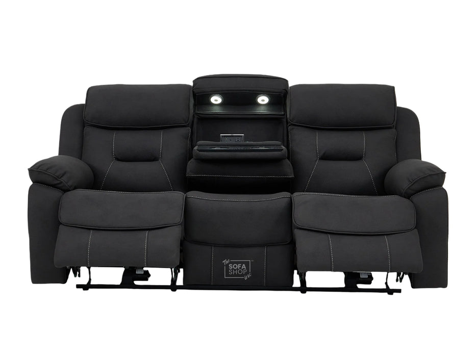 3 Seater Grey Fabric Electric Recliner Cinema Sofa | Bluetooth Speakers, USB-C & Power Headrest | Florence | The Sofa Shop