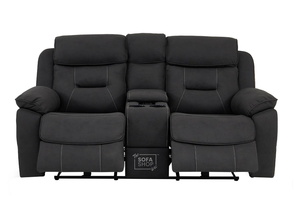 2 Seater Grey Resilience Fabric Electric Recliner Cinema Sofa | Recliner Sofa With Power Headrest, Cooling Cup Holders & Wireless Charging | Florence | The Sofa Shop