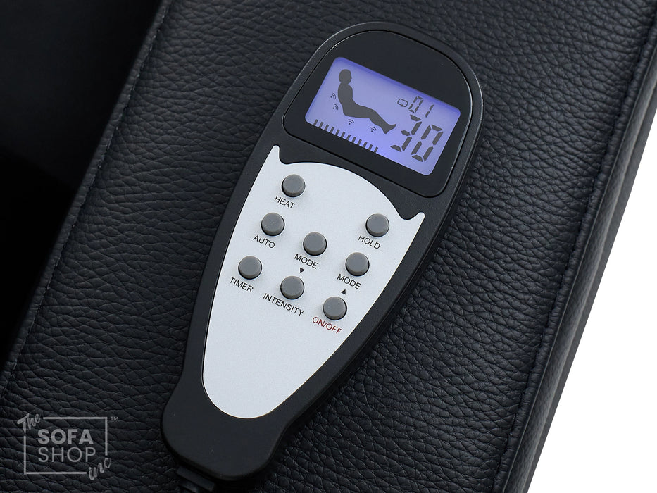 1 Seat Real Leather Electric Recliner Chair in Black With Massage + Cup Holders + Storage Compartments | Sofa Sale | Assisi Series One