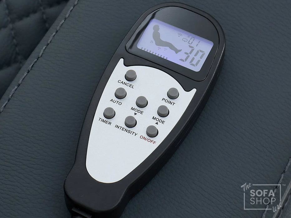 2 Seater Electric Cinema Sofa in Blue Real Leather with Massage, Cup Holders, Power Recliner, USB Ports, Socket Set & Storage Box | Blue Leather | Napoli