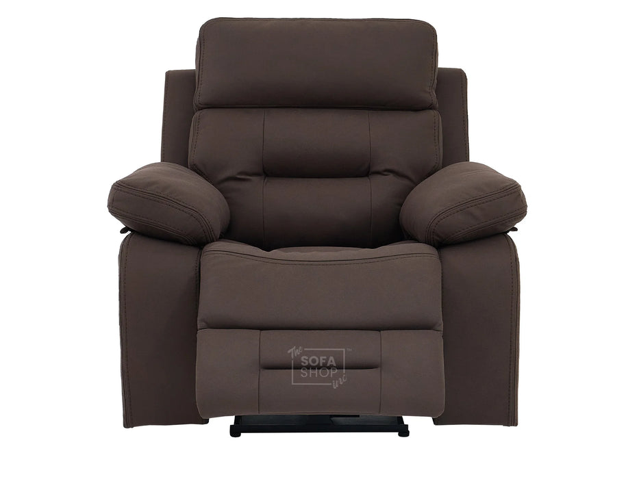 3+1 Electric Recliner Sofa Suite in Brown Resillience Fabric | Hi-Tech Cinema Set with Massage, Drop-Down Table, Power Headrest, Power Recliner, Storage Drawer, USB & Wireless Charging  | Sicily