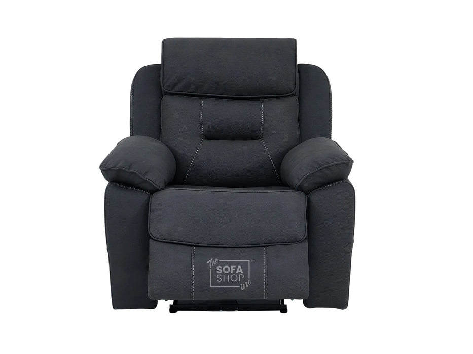1 Seat Electric Recliner Chair Home Cinema Sofa | Fabric Chair In Charcoal Grey | Hi-Tech Chair with Massage, Heating, Padded Armrests, USB & Power Headrest | Florence