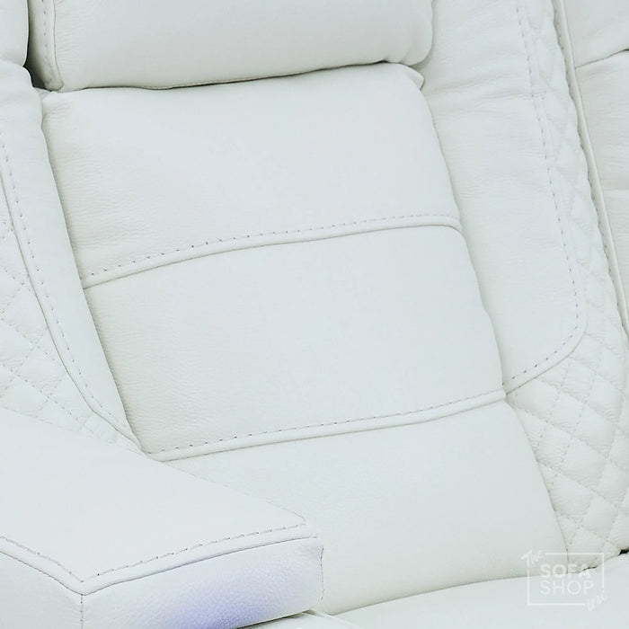 2 Seater Cinema Sofa in White Genuine Leather | Hi-Tech Console Couch with Power Recline + Power Headrests + Sockets + Speakers + Cooling Cupholders | Napoli | The Sofa Shop