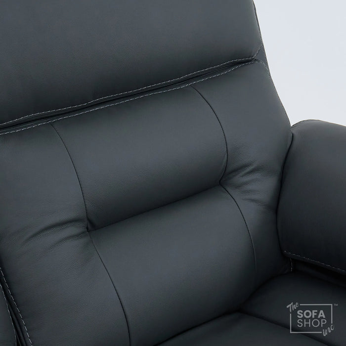 3 Seater Cinema Sofa in Grey Genuine Leather | Hi-Tech Couch with Power Recline + Power Headrests + Wireless Charging + Speakers | Sicily | The Sofa Shop