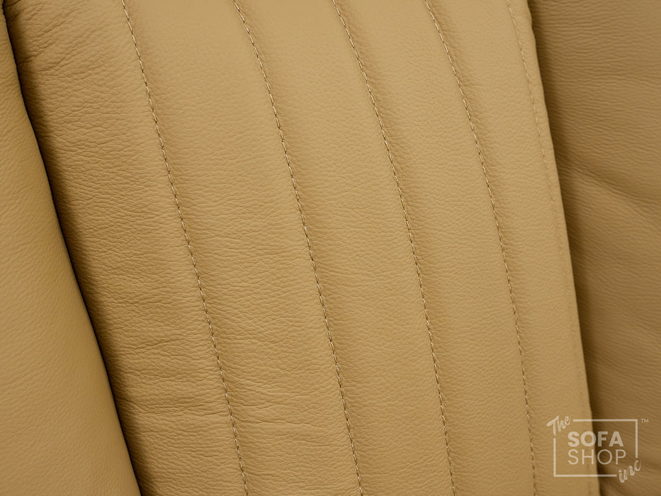 2 Seater Real Leather Power Recliner Sofa in Tan | Cinema Sofa with Console, USB Charging, Cup Holders, Storage, LED Lights & Massage | Capri | The Sofa Shop