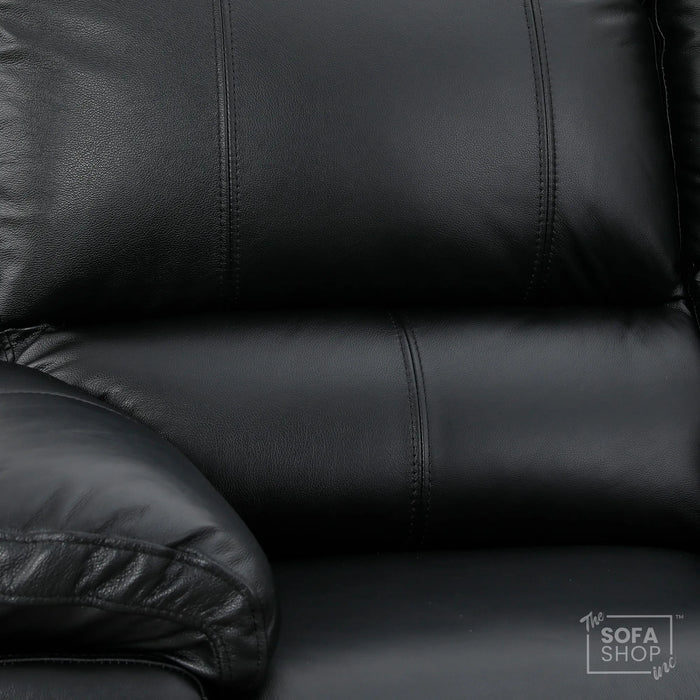 2 Seater Electric Recliner Sofa In Black Real Leather | Smooth Power Recliner, USB-C Charging | Trento | The Sofa Shop