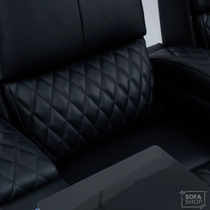 1 Seater Real Leather Electric Recliner Cinema Armchair | 8-Point Vibration Massage + Heated Lumbar + Cooler Cup Holder. Power Grommet, Power Headrest & Detachable Tray Table | Assisi | The Sofa Shop