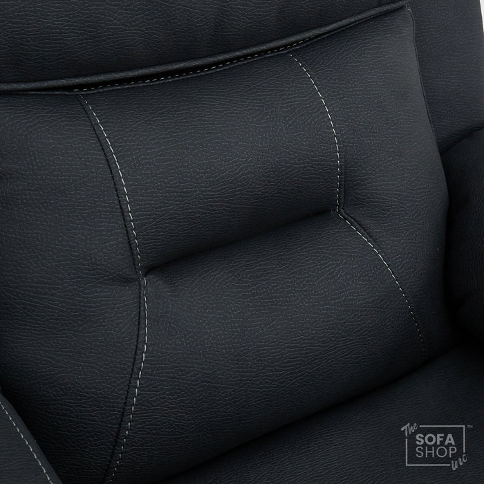 3 Seater Electric Recliner Couch in Charcoal Grey Fabric | Hi-Tech Sofa with Vibration Massage + Heated Lumbar + Power Grommet + Multi-Link Bluetooth + Power Headrests | Florence | The Sofa Shop