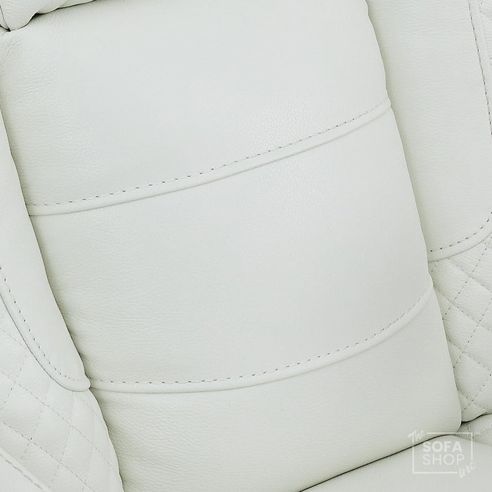 2 Seater Cinema Sofa in White Genuine Leather | Hi-Tech Cinema Sofa with Power Recline + Power Headrests + Settee Storage + Settee Cup Holders + Vibration Massage | Napoli | The Sofa Shop