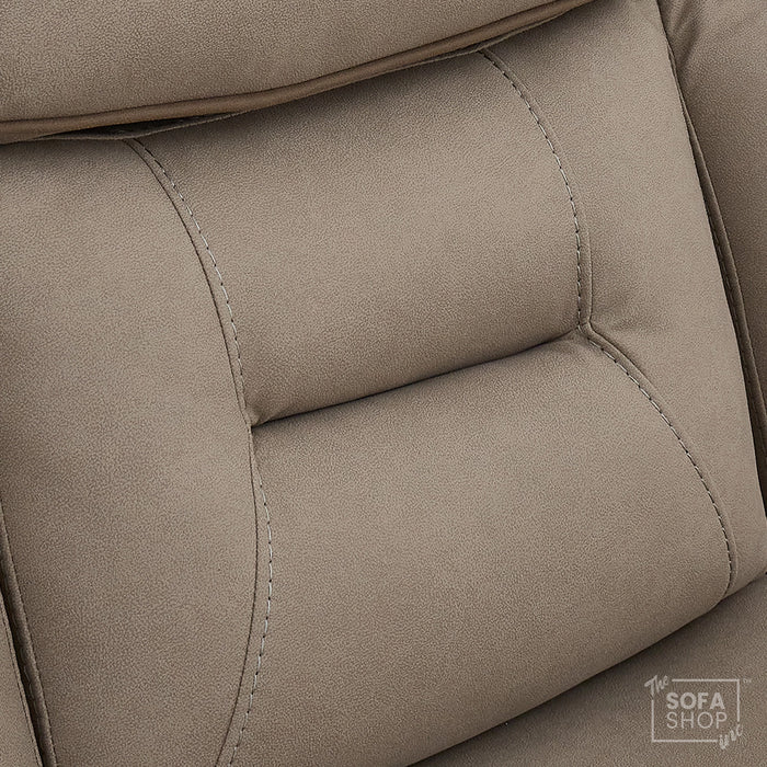 3 Seater Hi-Tech Electric Recliner Sofa In Beige Fabric | Adjustable Headrests & Bluetooth Speakers & USB-C | Florence | The Sofa Shop