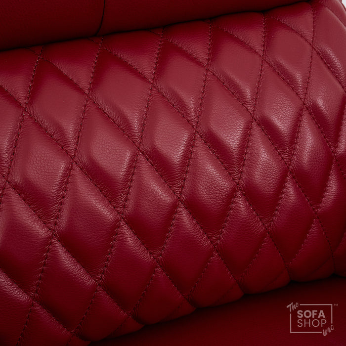 2 Seater Red Real Leather Electric Recliner Cinema Sofa | Hi-Tech Recliner Settee with Power Lumbar, Wireless Charging, Heat & Cooling Cupholders | Assisi | The Sofa Shop