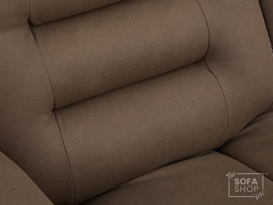 3 Seater Electric Recliner Cinema Sofa in Mocha Brown Fabric | Power Headrests, Bluetooth Speakers, Fold-Down Table & Storage | Tuscany