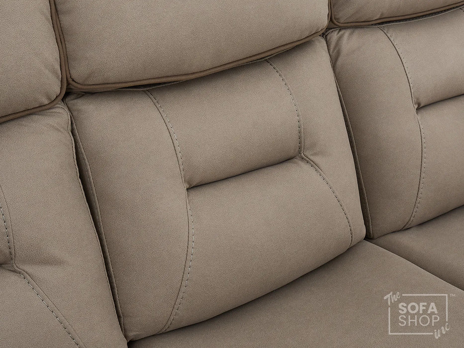 3 Seater Electric Recliner Cinema Sofa in Beige Fabric | Power Recliners with USB+C, Massage, Bluetooth Speaker, Fold-Down Table & Storage | Florence Series One