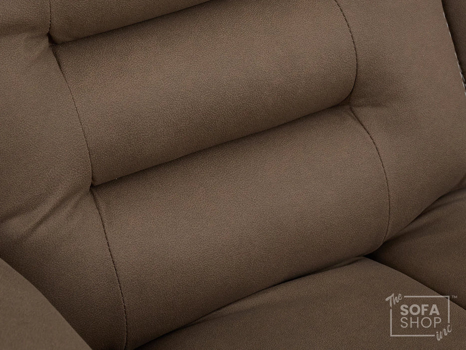 Electric Recliner Chair | 1 Seater Brown Fabric Home Cinema Sofa with Massage, Power Recline, USB Port & Adjustable Headrest | Tuscany | The Sofa Shop