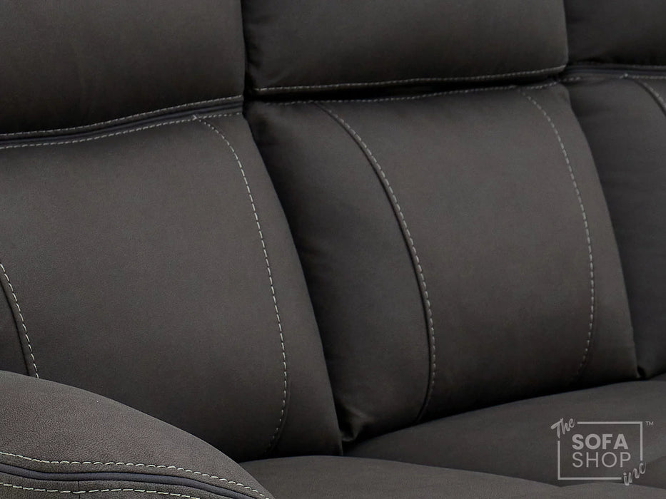 3 Seat Electric Recliner Home Cinema Theatre Sofa | Fabric Couch In Grey with Massage + Cupholders + Table + USB + Speakers | Vinsonova | The Sofa Shop