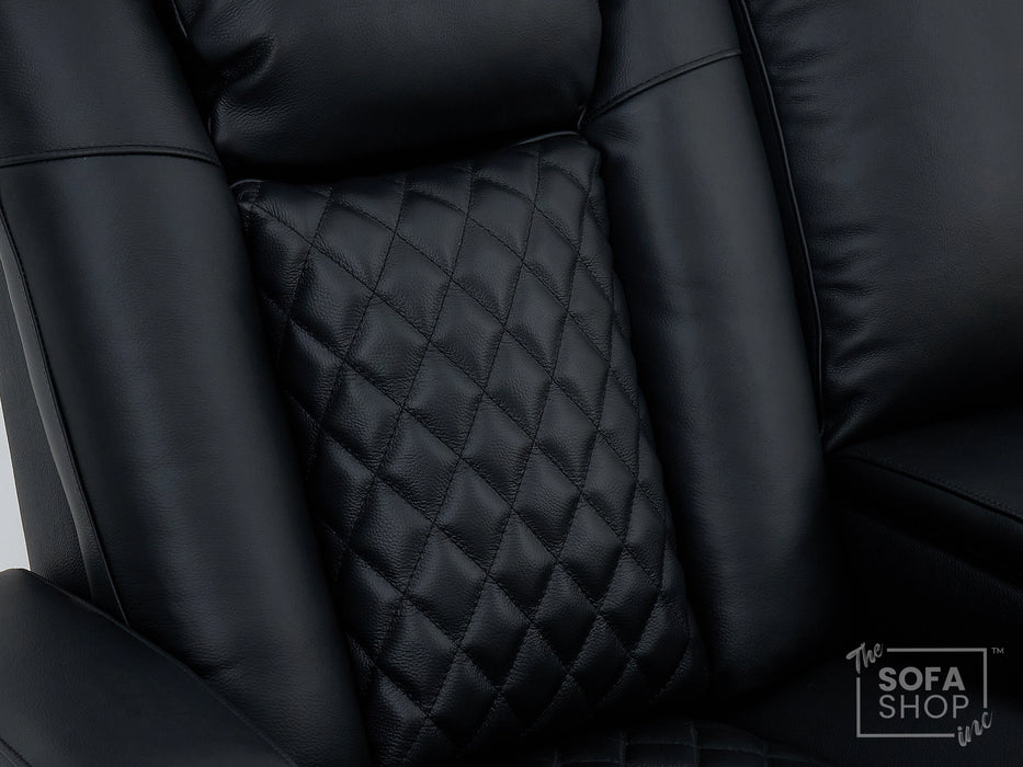 Black Real Leather 2 Seater Electric Recliner Cinema Sofa | Power Lumbar, Speakers, Console, Wireless Charging & Cooling Cup Holders | Milano | The Sofa Shop