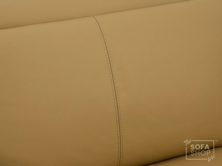 Real Leather Electric Recliner Chair In Tan | Hi-Tech Chair with Massage, Power Headrest + USB Charging Ports | Turin