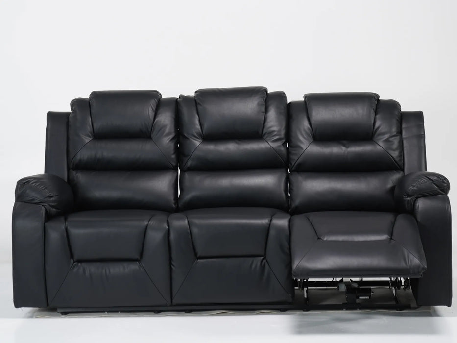 3 Seater Electric Recliner Sofa In Black Leather | Left Front Panel Stitching Loose, Small Back Mark, Left & Right Seats Sunken | Veneto | Second Hand Sofas 6