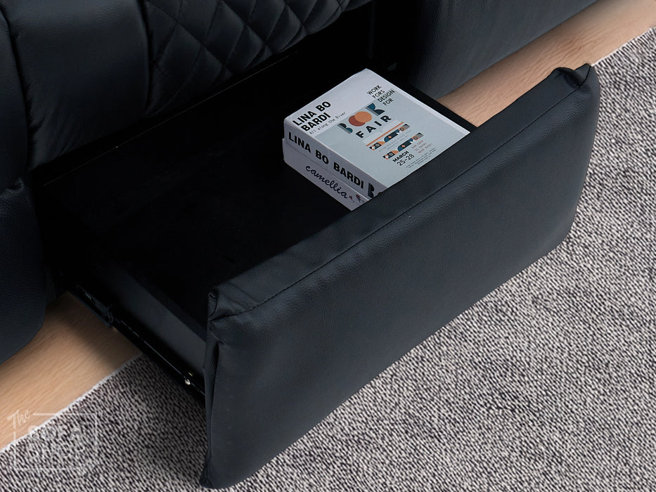 Real Leather 3+2 Cinema Sofa Set in Black | Electric Recliner Cinema Sofa Package | Power Lumbar + Wireless Charger + Adjustable Headrests + USB | Milano | The Sofa Shop