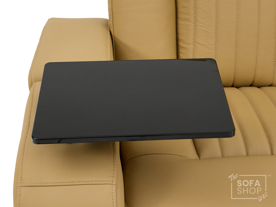 2 Seater Real Leather Power Recliner Sofa in Tan | Cinema Sofa with Console & USB Charging, Cup Holders, Storage, LED Lights & Massage | Capri
