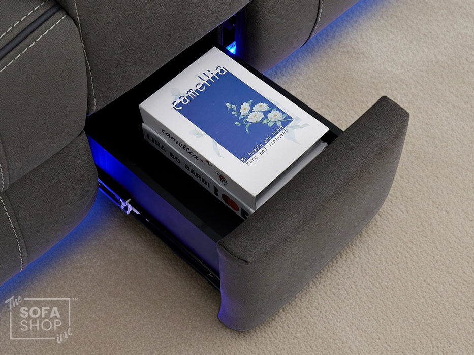 3+2+1 Piece Electric Home Cinema Theatre Sofa Set | Fabric Couch Suite Package In Grey with Console + USB + Massage + Storage | Vinsonova | The Sofa Shop