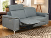 3 Seater Grey Leather Electric Recliner Sofa with Adjustable Headrest & USB Ports - Solero