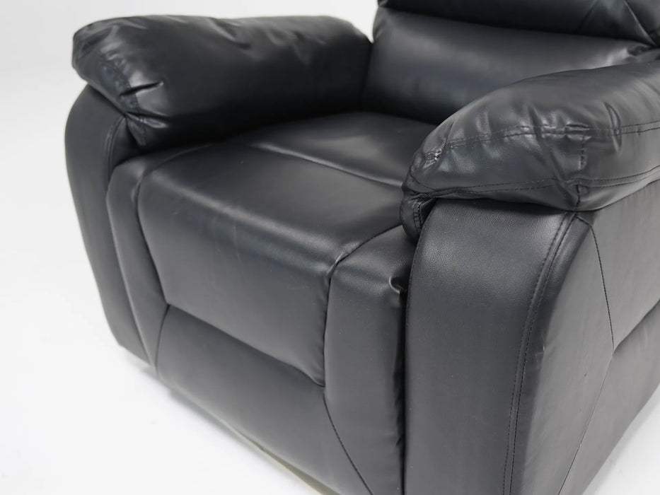 Black Leather Recliner Chair | Rip on Left Side Panel Near Recliner Handle, Tiny Rips on Left Back Panel, Missing Both Ears, Right Side Panel Rip Front & Back| Veneto | Second Hand Sofas 9