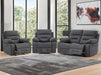 2 1 1 Recliner Sofa Set inc. Chairs in Dark Grey Fabric - 3 Piece Recliner Sofa Set - Foster