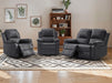 2 1 1 Recliner Sofa Set inc. Chairs in Black Leather - 3 Piece Trento Sofa Set