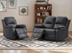 2+1 Recliner Sofa Set inc. Chair in Black Leather - Trento