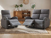 2+1 Recliner Sofa Manual in Dark Grey Fabric - 2 Piece Parma Sofa Set