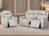 2+1 Electric Recliner Sofa Set inc. Cinema Seat in Cream Leather. 2 Piece Cinema Sofa with USB Ports, Massage & Wireless Charger - Venice Series One