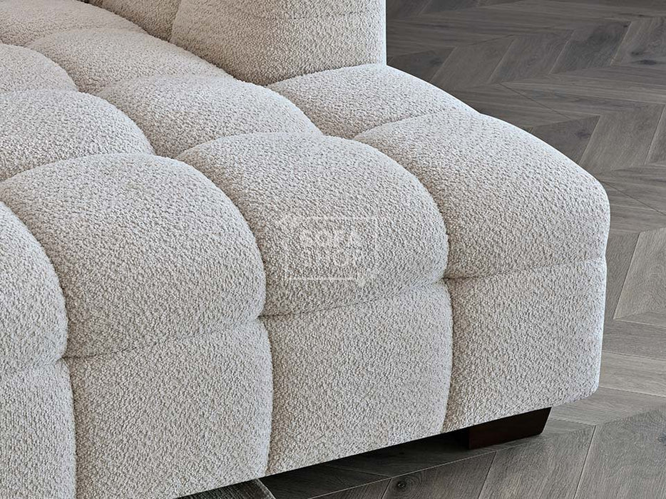 Left Hand Cream Corner Sofa In Boucle Fabric - Tribeca