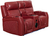 2+1 Electric Recliner Sofa Set inc. Cinema Seat in Red Leather. 2 Piece Cinema Sofa with USB Ports, Massage & Wireless Charger - Venice Series One