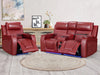 2+1 Electric Recliner Sofa Set inc. Cinema Seat in Red Leather. 2 Piece Cinema Sofa with USB Ports, Massage & Wireless Charger - Venice Series One