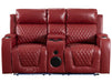 2+1 Electric Recliner Sofa Set inc. Cinema Seat in Red Leather. 2 Piece Cinema Sofa with USB Ports, Massage & Wireless Charger - Venice Series One