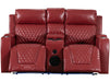 2+1 Electric Recliner Sofa Set inc. Cinema Seat in Red Leather. 2 Piece Cinema Sofa with USB Ports, Massage & Wireless Charger - Venice Series One