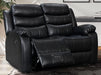 2 Seater Leather Recliner Sofa in Black - Sortino