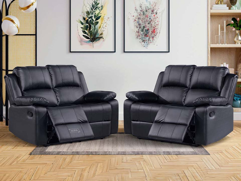 2+2 Seater Black Leather Sofa Set Luxury Redefined Order Today!