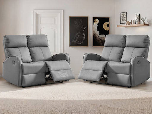 2+2 Recliner Sofa Set - Grey Leather Sofa Package - Parma - Black Friday Sale