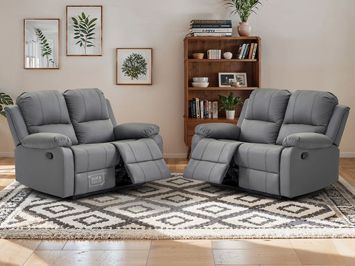 2+2 Recliner Sofa Set - Grey Leather Sofa Package - Trento