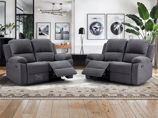 2+2 Recliner Sofa Set - Dark Grey Fabric Sofa Package - Trento