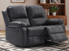 2 Seater Leather Recliner Sofa in Black - Trento