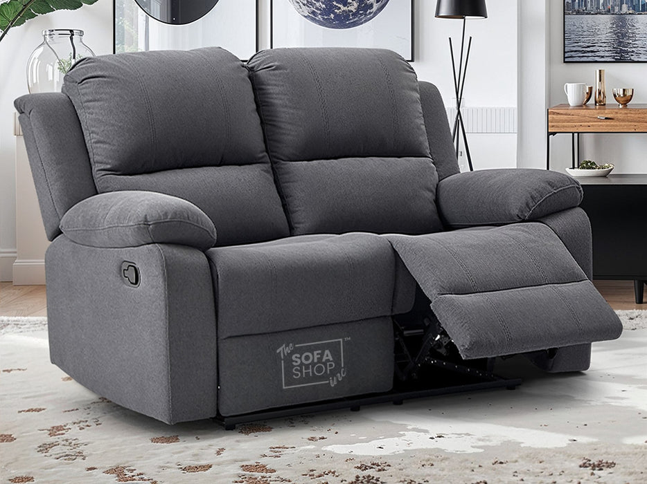 2 Seater Fabric Recliner Sofa in Dark Grey - Trento